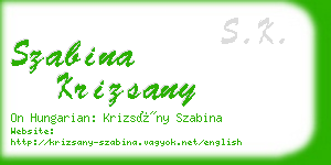 szabina krizsany business card